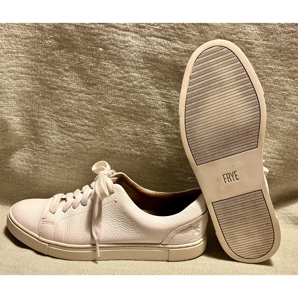 Frye Ivy Low Lace White Leather Sneakers Womens 8.5 M 3471183-WHT